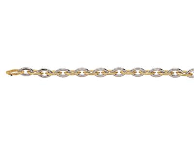 Bracelet mailles Allongées 17 mm, 20,5 cm, Or bicolore 18k