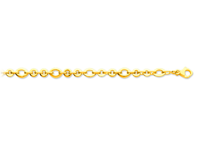 Bracelet maille Lentilles ovales alternées rondes 7,7 mm, 19,5 cm, Or jaune 18k