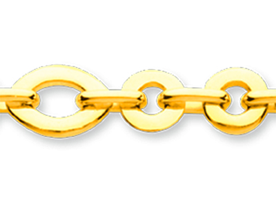 Bracelet maille Lentilles ovales alternées rondes 7,7 mm, 19,5 cm, Or jaune 18k - Image Standard - 2