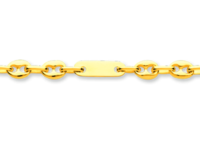 Bracelet maille Alternée plaquettes et 2 grains de café 4,8 mm, 21 cm, Or jaune 18k - Image Standard - 2