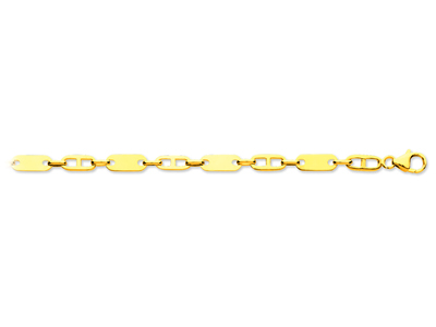Bracelet Homme plaquettes alternées Marine plate 5,7 mm, 21 cm, Or jaune 18k