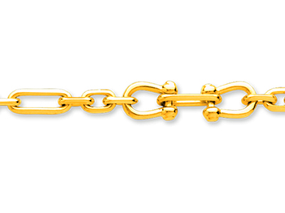 Bracelet Homme Forçat long alterné 3 manilles, 21 cm, Or jaune 18k - Image Standard - 2