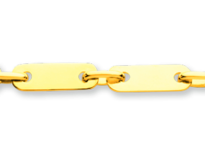 Bracelet Homme plaquettes avec anneau intermédiaire 3,9 mm, 21 cm, Or jaune 18k - Image Standard - 2