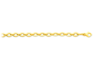 Bracelet maille Lentilles ovales et intermédiaires 7,7 mm, 18,5 cm, Or jaune 18k