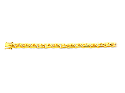 Bracelet maille Haricot massive 6,8 mm, 21 cm, Or jaune 18k