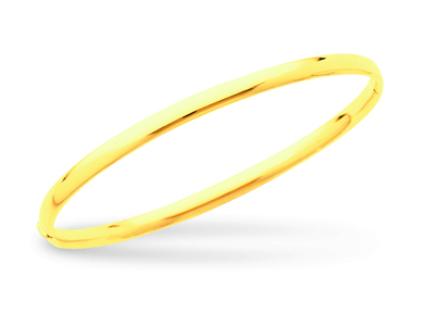 Bracelet Jonc ouvrant, fil ovale 4 mm, forme ovale 58 mm, Or jaune 18k