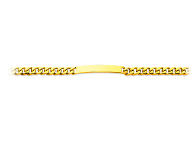 Bracelet identité maille Gourmette serrée 6 mm, 20 cm, Or jaune 18k