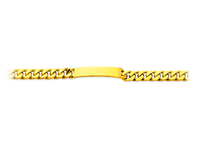 Bracelet identité maille Gourmette serrée 8 mm, 21,5 cm, Or jaune 18k