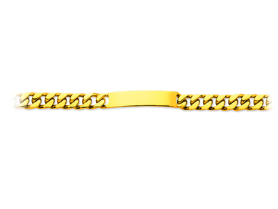Bracelet identité maille Gourmette serrée 9 mm, 21 cm, Or jaune 18k