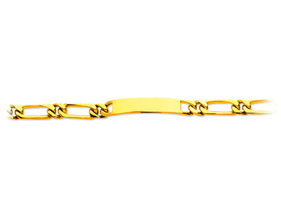 Bracelet identité maille Alternée 11 serrée 8 mm, 22 cm, Or jaune 18k