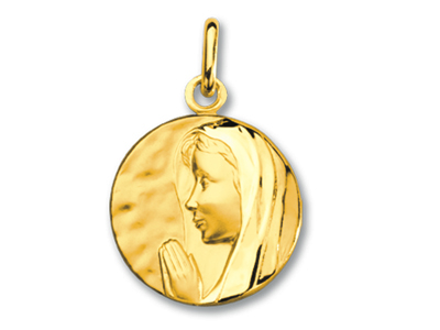 Médaille Vierge en prière, Or jaune 18k mat et poli - Image Standard - 1