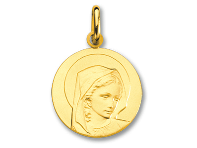 Médaille Vierge auréolée, Or jaune 18k