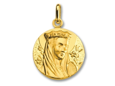 Médaille Vierge couronnée, Or jaune 18k