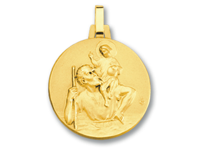 Médaille St Christophe 18 mm, Or jaune 18k