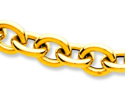 Chaîne maille Forçat ronde creuse 9,70 mm, 44 cm, Or jaune 18k - Image Standard - 2