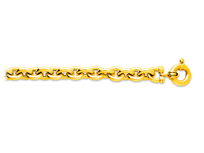 Bracelet maille Forçat ronde creuse 13 mm, 21 cm, Or jaune 18k