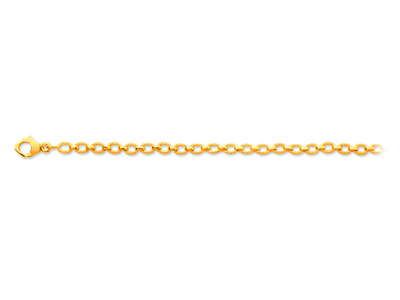 Bracelet Anneaux striés maillons intérieurs polis 4,8 mm, 19 cm, Or jaune 18k