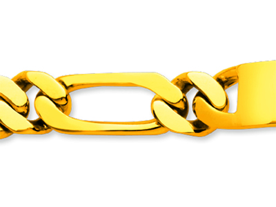 Bracelet identité maille Alternée 1/1 serrée 9 mm, 22 cm, Or jaune 18k - Image Standard - 2