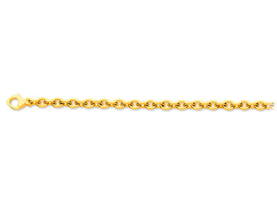 Bracelet maille Forçat ronde 5,60 mm, 19,50 cm, Or jaune 18k