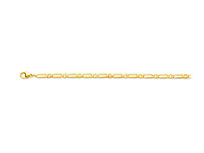 Bracelet maille alternée 11 ultra plate 4 mm, 18,5 cm, Or jaune 18k