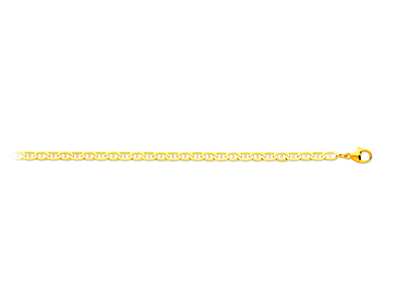 Bracelet maille Marine battue 3,7 mm, 18 cm, Or jaune 18k