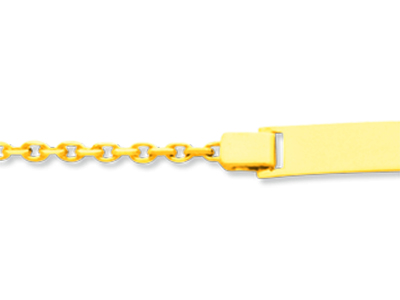 Identité bébé maille Forçat diamantée, 14 cm, Or jaune 18k - Image Standard - 2