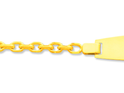 Identité bébé maille Forçat diamantée, 14 cm, Or jaune 18k - Image Standard - 2