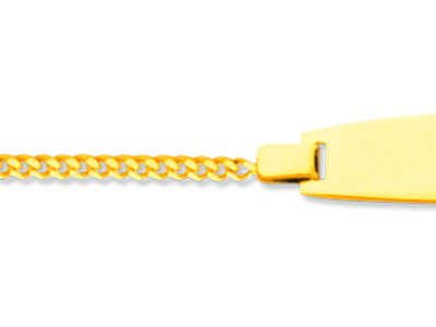 Identité bébé maille Gourmette diamantée, plaque tonneau, 14 cm, Or jaune 18k - Image Standard - 2
