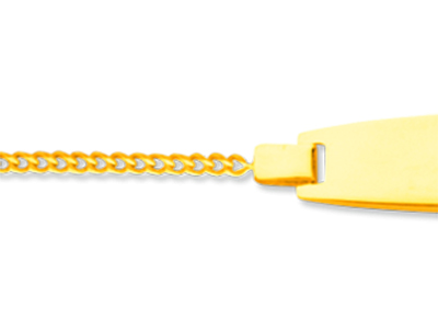 Identité bébé maille Gourmette diamantée, plaque tonneau, 14 cm, Or jaune 18k - Image Standard - 2