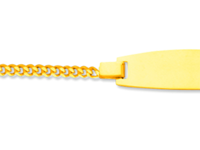 Identité bébé maille Gourmette diamantée, plaque tonneau, 14 cm, Or jaune 18k - Image Standard - 2