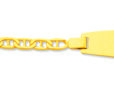 Identité bébé maille Marine battue, plaque tonneau, 14 cm, Or jaune 18k - Image Standard - 2