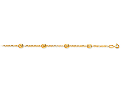 Bracelet chaîne Alternée Grains de café 4,7 mm, 18 cm, Or jaune 18k