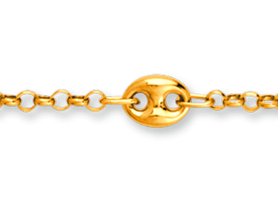 Bracelet chaîne Alternée Grains de café 4,7 mm, 18 cm, Or jaune 18k - Image Standard - 2