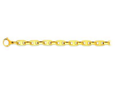 Bracelet maille Marine plate 6 mm, 19,5 cm, Or jaune 18k