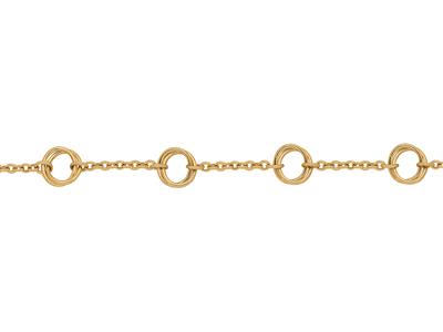 Bracelet chaîne Alternée 4 mailles doubles cercles, 20 cm, Or Jaune 18k - Image Standard - 2
