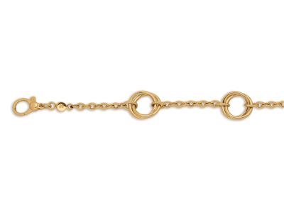 Bracelet chaîne Alternée 4 mailles doubles cercles, 20 cm, Or Jaune 18k - Image Standard - 3