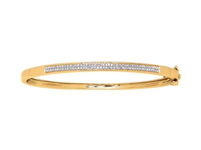 Bracelet Jonc serti 2 rangs de diamants 0,30 ct, 60 mm, Or jaune 18k