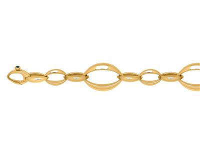 Bracelet mailles Ovales alternées 16 mm, Or jaune 18k, 21 cm