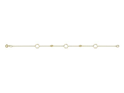 Bracelet Fleurs ajourées et olives ciselées 0,75 mm, 0,5 mm, 19 cm, Or jaune 18k