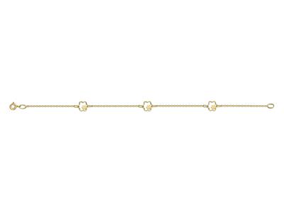 Bracelet 3 Fleurs ajourées 8 mm, 0,7 mm, 19 cm, Or jaune 18k