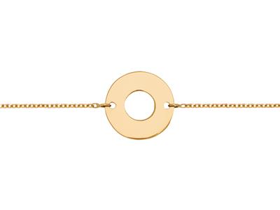 Bracelet Disque percé sur chaîne, 17-19 cm, Or jaune 18k