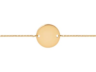 Bracelet Pastille 14 mm percée sur chaîne, 17-19 cm, Or jaune 18k