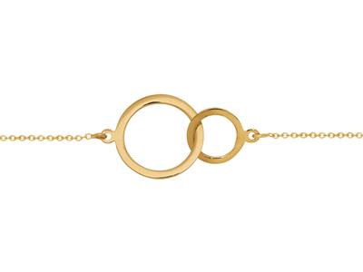 Bracelet 2 cercles entremêlés, 16-18 cm, Or jaune 18k