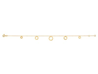 Bracelet chaîne Forçat ronde 5 cercles en chute, 17-18 cm, Or jaune 18k