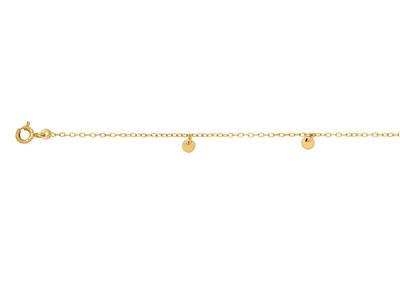 Bracelet chaîne Forçat ronde, 4 pastilles, 17-18 cm, Or jaune 18k - Image Standard - 2