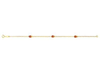 Bracelet Bébé chaîne Cheval 1,7mm, 3 motifs Ananas émail orange, 16 cm, Or jaune 18k - Image Standard - 1