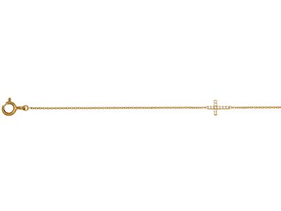 Bracelet Croix sur chaîne diamants 0,04ct, 15-17-18 cm, Or jaune 18k