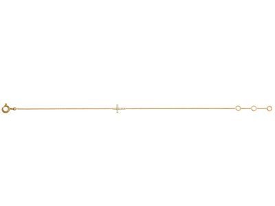 Bracelet Croix sur chaîne, diamants 0,04ct, 15-17-18 cm, Or jaune 18k - Image Standard - 3