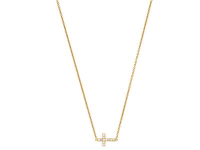 Collier Croix sur chaîne, diamants 0,04ct, 38-40 cm, Or jaune 18k - Image Standard - 3
