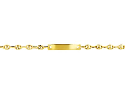 Identité bébé Grains de café 4,5 x 3 mm, plaque rectangle 20 x 4 mm, 14 cm, Or jaune 18k - Image Standard - 2